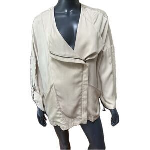 Cupcakes & Cashmere Jacket Latte Beige Large NWT MSRP $150 Zip Up